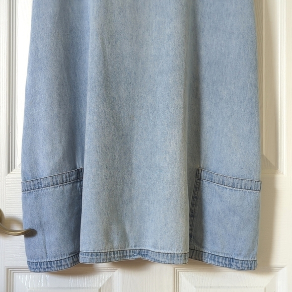 Orvis 80's Vintage Medium Wash Chambray Square Neck Short Sleeve Mini Dress M - Picture 7 of 10